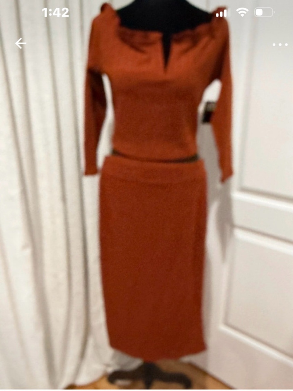 Almost Famous Rust Long Sleeve Top and Midi Pencil Skirt Set